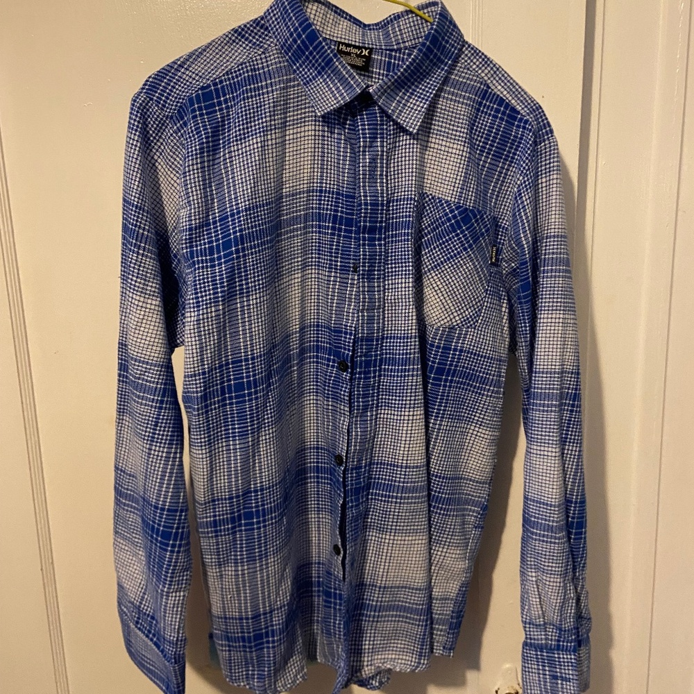 Hurley Boys button down plaid shirt XL